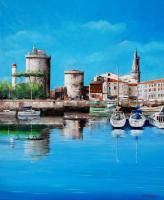 La Rochelle Le Vieux Port Et Ses Tours - Oil On Canvas Paintings - By Martin Alain, Figurative Painting Painting Artist