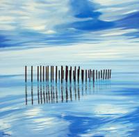 Seascape - Yann Varzhin 2 Bouchots - Oil On Canvas