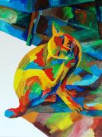 Cats - Scratching - Acrylic On Paper