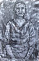 Generous Woman - Charcoal On Paper Drawings - By Ipung Purnomo, Expressionism Drawing Artist