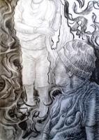 Drawings - Holding A Noken - Charcoal On Paper