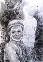 A Girl And A Woman - Charcoal On Paper Drawings - By Ipung Purnomo, Expressionism Drawing Artist