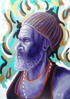 Papuan Figures - A Bearded Man - Acrylic On Canvas