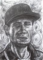 Close-Up 3 - Charcoal On Paper Drawings - By Ipung Purnomo, Expressionism Drawing Artist