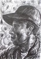 Close-Up 4 - Charcoal On Paper Drawings - By Ipung Purnomo, Expressionism Drawing Artist