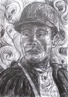 Close-Up 6 - Charcoal On Paper Drawings - By Ipung Purnomo, Expressionism Drawing Artist