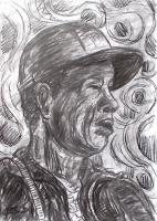 Close-Up 9 - Charcoal On Paper Drawings - By Ipung Purnomo, Expressionism Drawing Artist