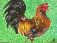 Rooster - Acrylic Paintings - By Elizabeth Stauffer, Pop Art Painting Artist