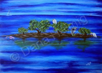 Lagoon And Ocean Life - Bahia Honda The Keys - Acrylic On Canvas Board