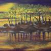 Lagoon At Sunrise - Acrylic On Canvas Board Paintings - By Dana Helmig, Surrealism Painting Artist
