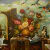 Athena Con Fiori E Gatto - Acrilico Paintings - By Salvatore Durante, Simbolista Painting Artist