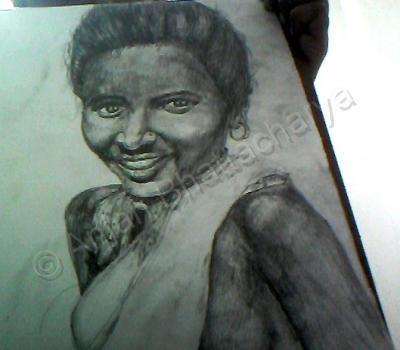 Portrait - The Unknown Tribal Girl - Pencil On Paper