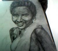 Portrait - The Unknown Tribal Girl - Pencil On Paper