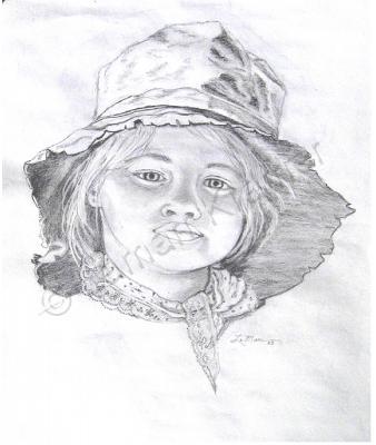 Drawings - Girl With A Hat - Pencil