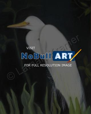 Pastel Paintings - Egret - Pastel