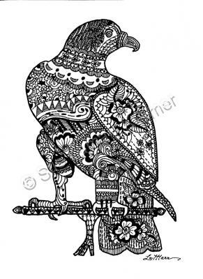 Zentangles - Bird Of Pray - Pen And Ink