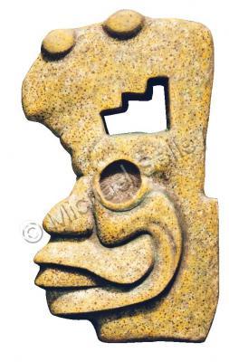 Pre-Colombian Carvings - Stone Hecha Head - Hydrostone