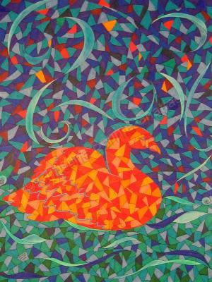 2006 - Swan At Twilight - Mixed Media