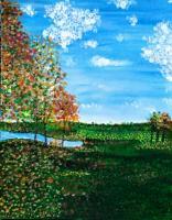 Falling Colors - Canvas Paper Paintings - By Vince Gray, Pointillism Painting Artist