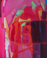 Pink With Orange - Oil Paintings - By Micheline Bousquet, Abstract Painting Artist