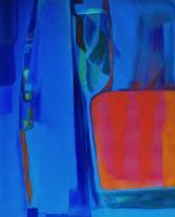 Blue  Red Orange - Oil Paintings - By Micheline Bousquet, Abstract Painting Artist
