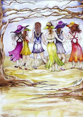 People - Mothers Daughters Sisters And Friends - Watercolor