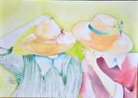 Secrets - Watercolor Paintings - By Janis Artino, People Painting Artist