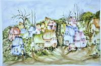 Green - Chevron Village II - Watercolor