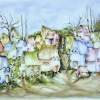 Chevron Village II - Watercolor Paintings - By Janis Artino, Fantasy Painting Artist