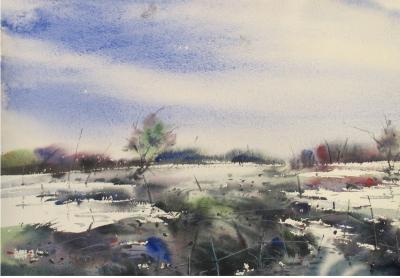 Nil - Land Scape 3 - Water Colour On Handmead Paper