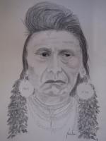 Chief - Pencil And Charcoal Drawings - By Robert Nowlin, Realism Drawing Artist