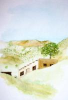 Santa Fe Adobe - Watercolor Paintings - By Robert Nowlin, Realism Painting Artist