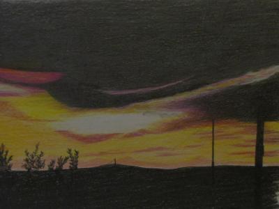 Landscape - Sunset - Colored Pencil