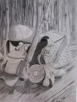 Still Life - Going Fishing - Pencil And Charcoal