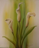 Calla Lilies 1 - Acrylics Paintings - By Erika Kohutovic, Floral Painting Artist