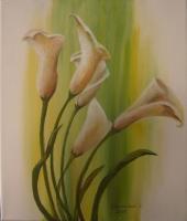 Calla Lilies 2 - Acrylics Paintings - By Erika Kohutovic, Floral Painting Artist