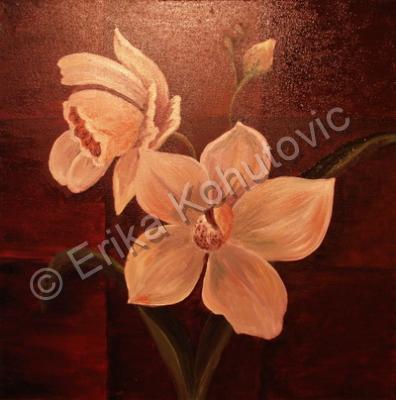 Floral - White Orchids - Oil On Canvas