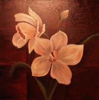 Floral - White Orchids - Oil On Canvas