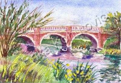 Places - Bridge Across The River - Watercolor