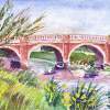 Bridge Across The River - Watercolor Paintings - By Erika Kohutovic, Realism Painting Artist