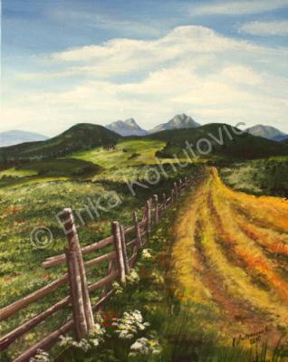 Landscapes - A Field Road - Acrylics