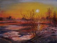 Landscapes - Winter Sunset - Acrylics