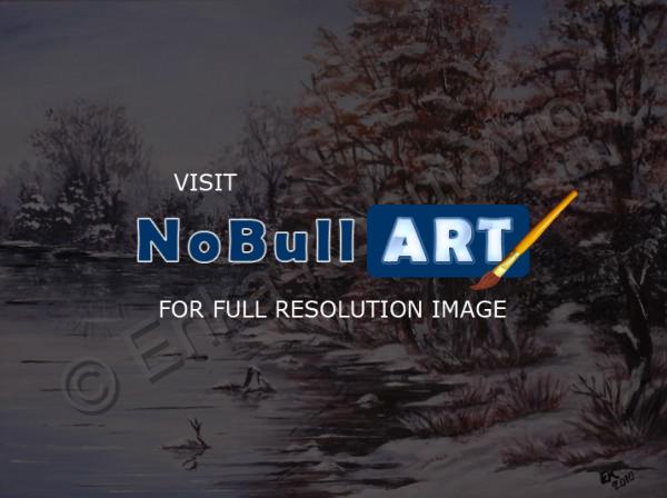 Landscapes - Winter Lake - Acrylics