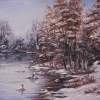 Winter Lake - Acrylics Paintings - By Erika Kohutovic, Landscape Painting Artist