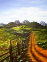 Field Road - Acrylics Paintings - By Erika Kohutovic, Realism Painting Artist