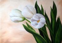 White Tulips - Acrylics Paintings - By Erika Kohutovic, Floral Painting Artist