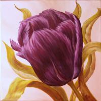 Purple Tulip - Acrylics Paintings - By Erika Kohutovic, Floral Painting Artist