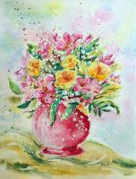 Flower Bouquet - Watercolor Paintings - By Erika Kohutovic, Floral Painting Artist