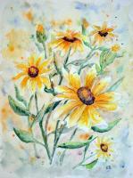 Sunflowers - Watercolor Paintings - By Erika Kohutovic, Floral Painting Artist