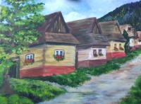 Vlkolinec - Acrylics Paintings - By Erika Kohutovic, Landscape Painting Artist